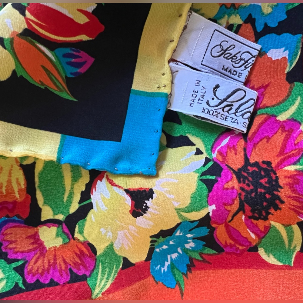 XL Silk Scarf, Made in Italy by Saldarini, Saks Fifth Avenue - Picture 7 of 8
